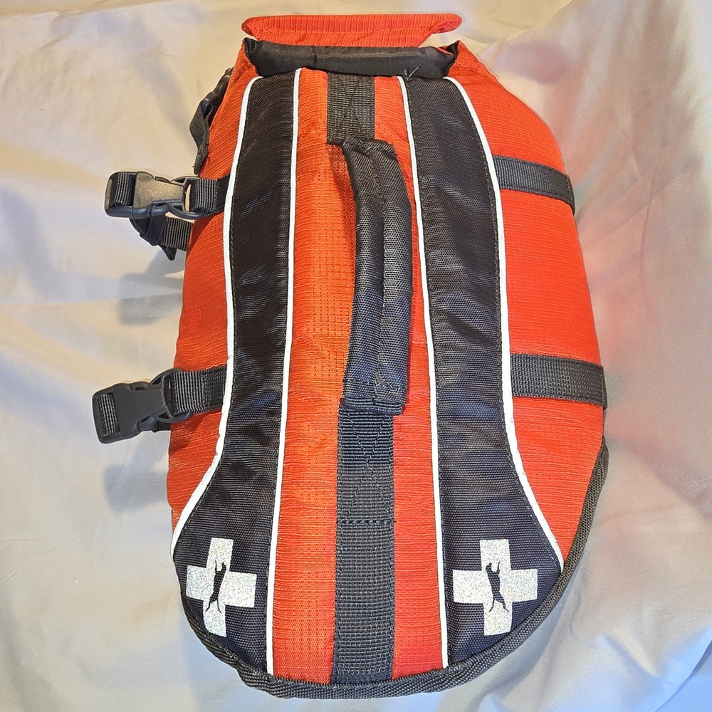 Frisco Rip Stop Dog Life Jacket Pet Floatation Vest Orange & Grey size Small